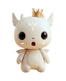 Surprised dragon mascot with crown